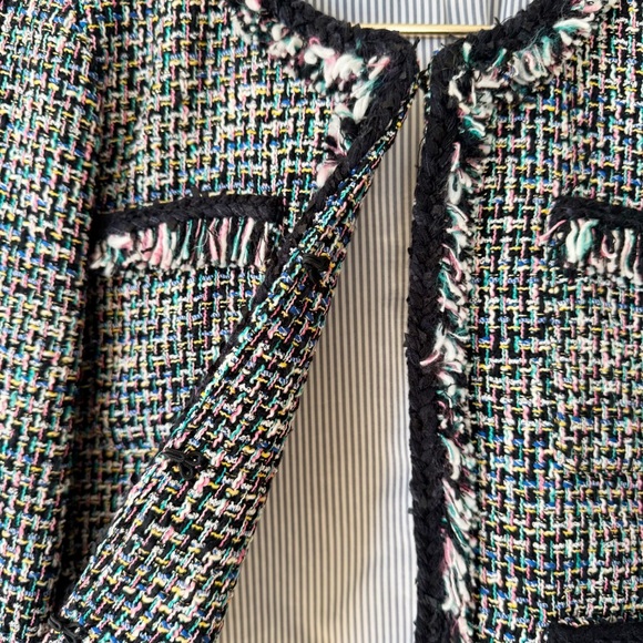 J. Crew Lady Tweed Jacket Black Rainbow Metallic Fringe Blazer 6 - Picture 8 of 11